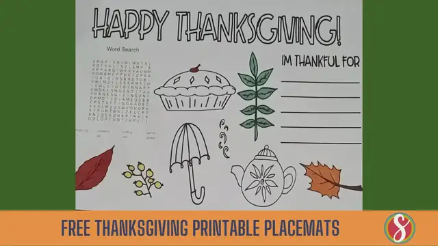 'Video thumbnail for Thanksgiving Placemat Free Printable '