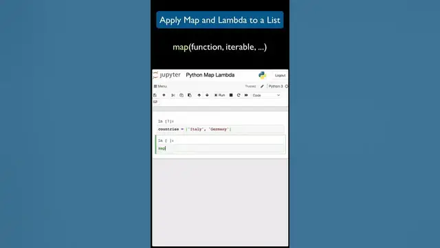 'Video thumbnail for Python Map Function and Lambda applied to a List #shorts'
