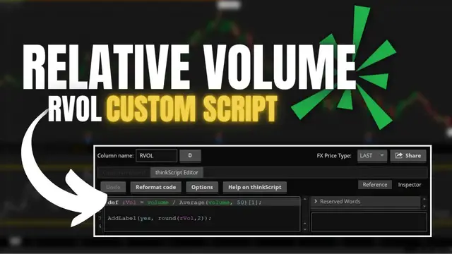'Video thumbnail for Relative Volume RVOL Custom Script for ThinkorSwim'