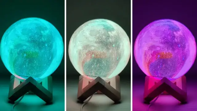 'Video thumbnail for Light up your room with this multicolored moon lamp'