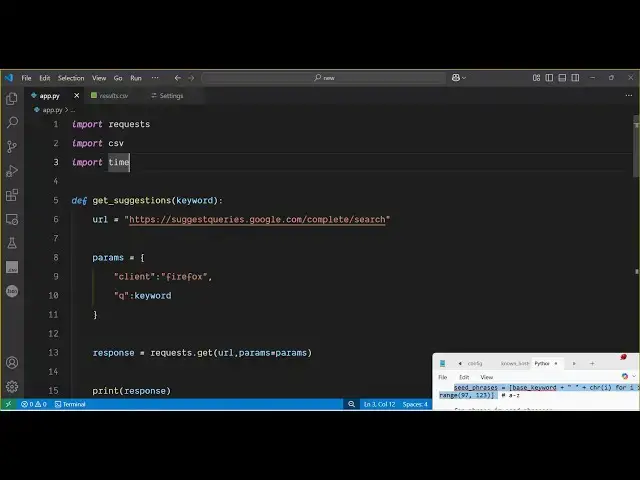 'Video thumbnail for Python 3 Google Autocomplete & Suggest API Example to Generate Long Tail Keywords and Save as CSV'