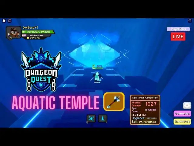'Video thumbnail for 🔴DUNGEON QUEST LEGENDARY GRIND *giveaway at the end* Aquatic Temple | Roblox Live'