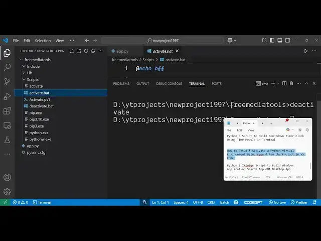 'Video thumbnail for How to Setup & Activate a Python Virtual Environment Using venv & Run the Project in VS Code'