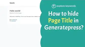 'Video thumbnail for How to hide page title in generatepress?'