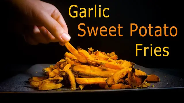 'Video thumbnail for Air Fried Garlic Sweet Potato Fries Recipe'