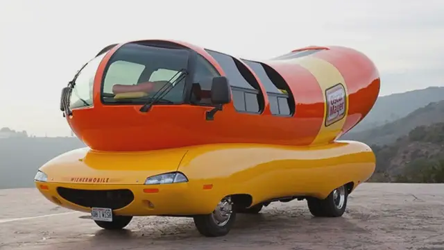 'Video thumbnail for Would you pay $4000 for a tiny weiner? Oscar Mayer Wienermobile pedal car sells at auction'
