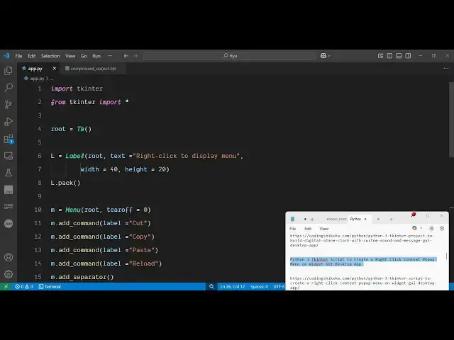 'Video thumbnail for Python 3 Tkinter Script to Create a Right Click Context Popup Menu on Widget GUI Desktop App'
