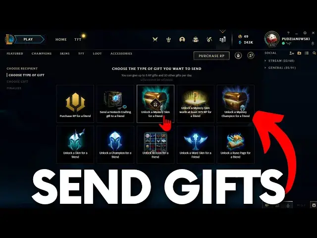 'Video thumbnail for How to Send Gifts in League of Legends - Send Skins in LOL #lolguide'