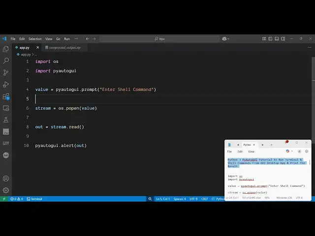 'Video thumbnail for Python 3 PyAutoGUI Tutorial to Run Terminal & Shell Commands From GUI Desktop App & Print the Result'