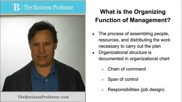'Video thumbnail for Organizing Function of Management'