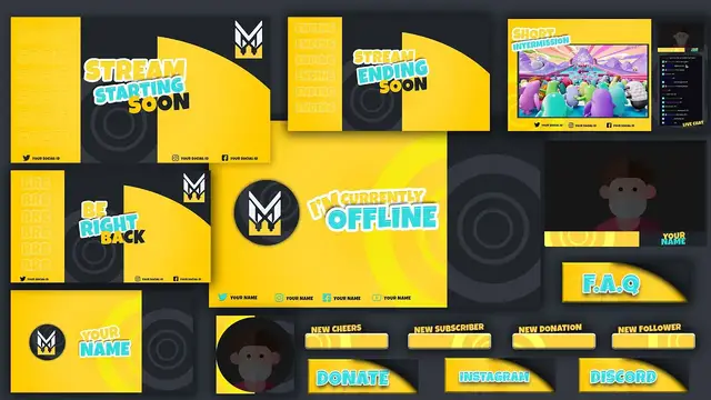 'Video thumbnail for FREE! FALL GUYS Twitch Stream Package Overlay | Full Stream Package w/ Clean Design'