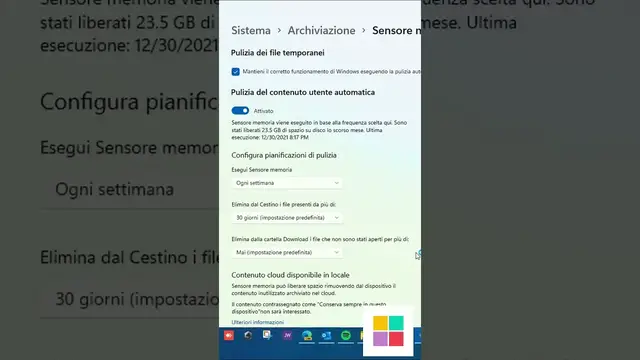 'Video thumbnail for Come liberare spazio in automatico in Windows 11'