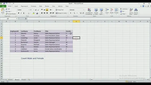 'Video thumbnail for Count Male and Female using Excel'