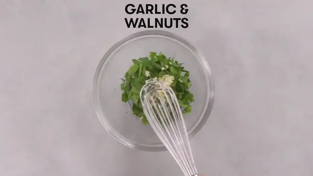 'Video thumbnail for Pan-Seared Shrimp with Walnut and Herb Gremolata'