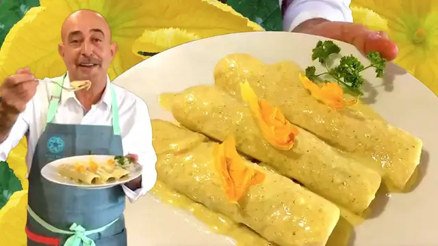 'Video thumbnail for Enchiladas de pollo en crema de flor de calabaza'