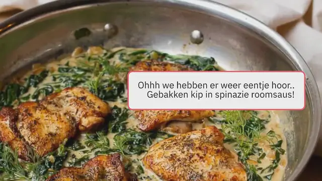 'Video thumbnail for Gebakken kippendij in spinazie roomsaus'