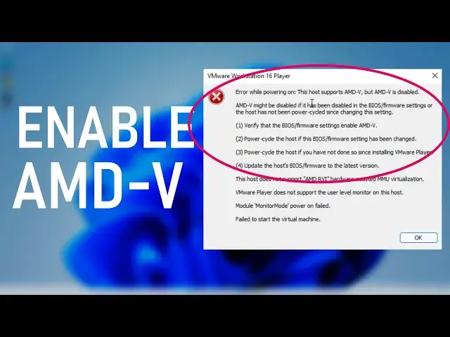 'Video thumbnail for How To Enable AMD-V In BIOS, Fix Host supports AMD-V, but AMD-V is disabled'