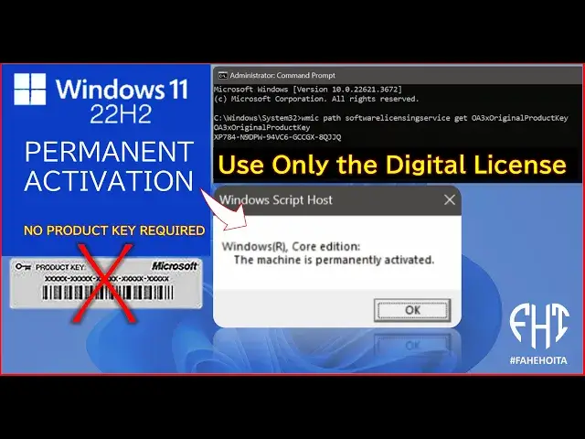 'Video thumbnail for Windows 11 activation: Permanently without using a product key | #fahehoita'