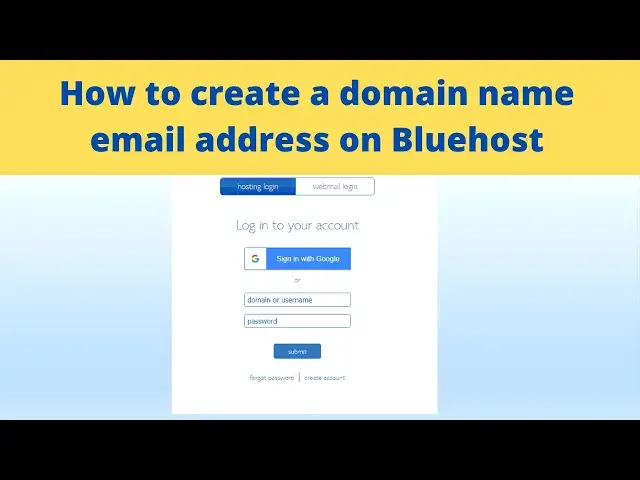 'Video thumbnail for How to create a domain name email address on Bluehost step by step guide'