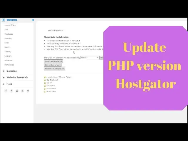 'Video thumbnail for Update PHP version in Hostgator - Beginner's how to guide'