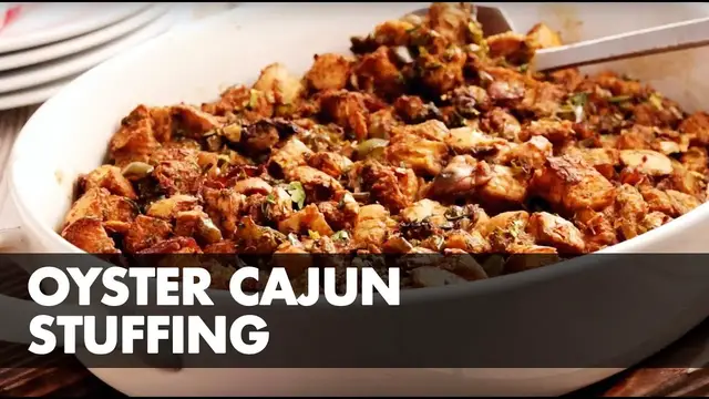 'Video thumbnail for You Will Stuff Your Face With THIS Stuffing | Oyster Cajun Stuffing'