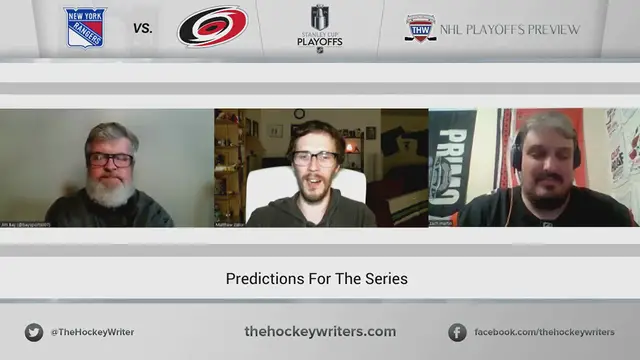 'Video thumbnail for Rangers vs. Hurricanes 2024 NHL Playoff Preview - Series Predictions'