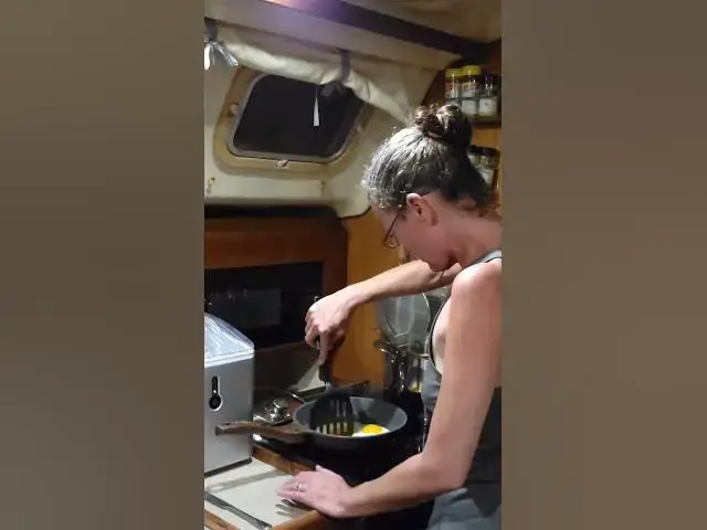 'Video thumbnail for Boats make every task harder, Cooking with one hand. #svaguaazul #sailboatlife #nomadlife #boat'
