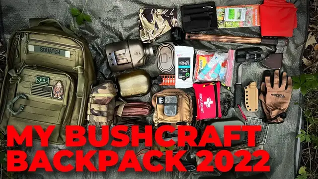 'Video thumbnail for What's In My Bushcraft Survival Backpack 2022 Load out'