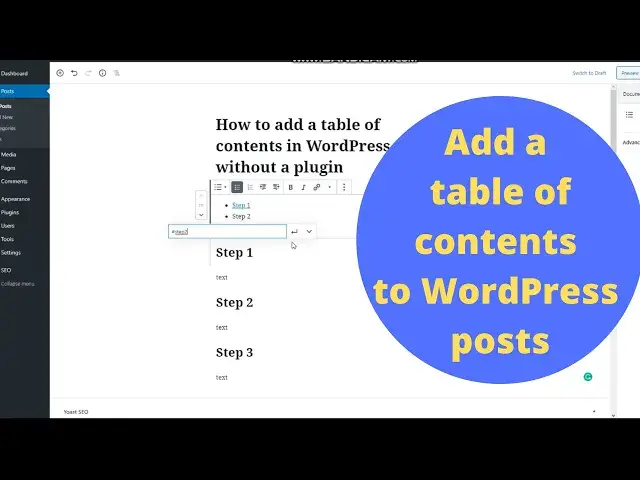 'Video thumbnail for How to add a table of contents in WordPress posts without a plugin'