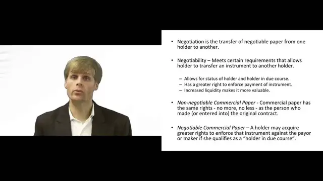 'Video thumbnail for Negotiability of a Commercial Instrument'