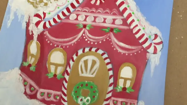 'Video thumbnail for Gingerbread house acrylic painting tutorial for beginners'