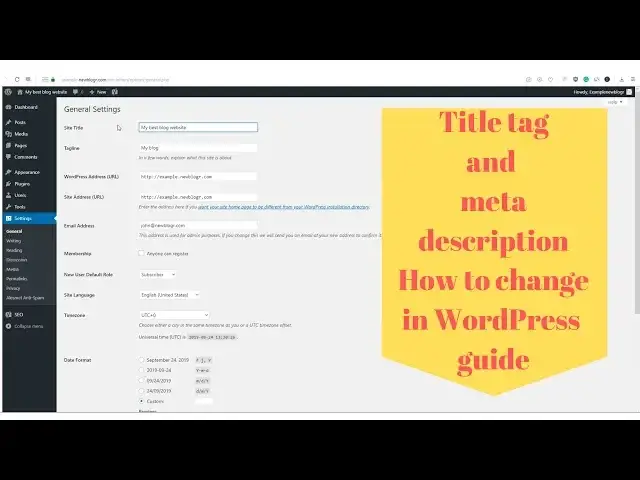 'Video thumbnail for Homepage title tag and meta description - How to change in WordPress tutorial'