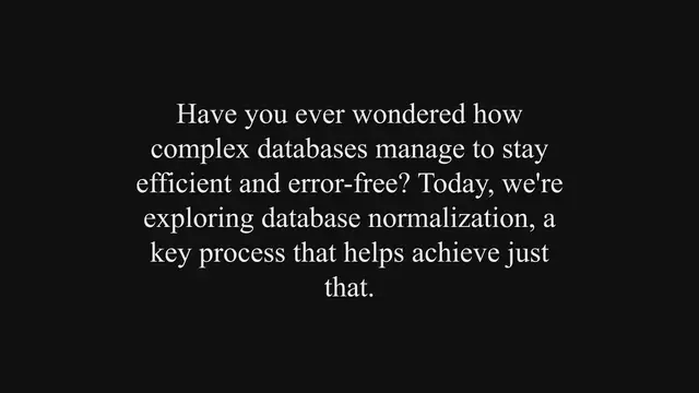 'Video thumbnail for Understanding Database Normalization: A Guide to Efficient Data Management'