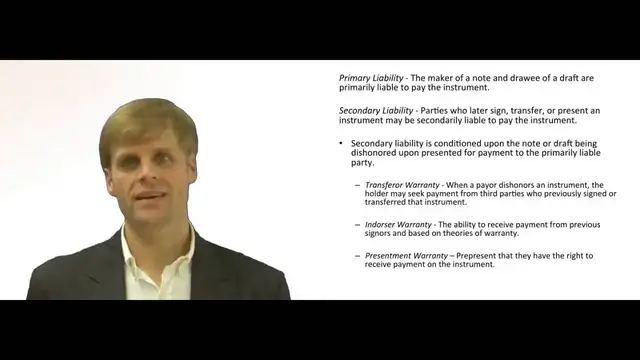 'Video thumbnail for Liability for Warranties of Negotiable Instrument'