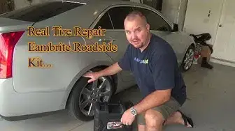 'Video thumbnail for Real tire repair using Eambrite roadside kit.'
