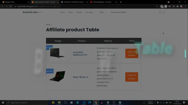 'Video thumbnail for How to Add an Affiliate Product Table in WordPress & Blogger _ (Free & Responsive)'