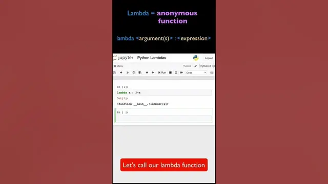 'Video thumbnail for Python Lambda Functions - How to Define and Call a Lambda #shorts'