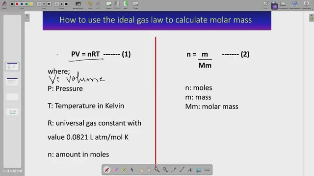 'Video thumbnail for How to use ideal gas law to calculate molar mass'