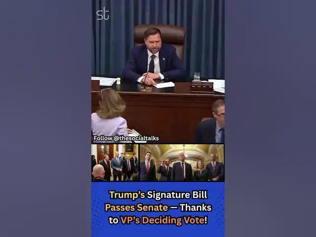 'Video thumbnail for Trump’s Signature Bill Passes Senate — Thanks to VP’s Deciding Vote!'