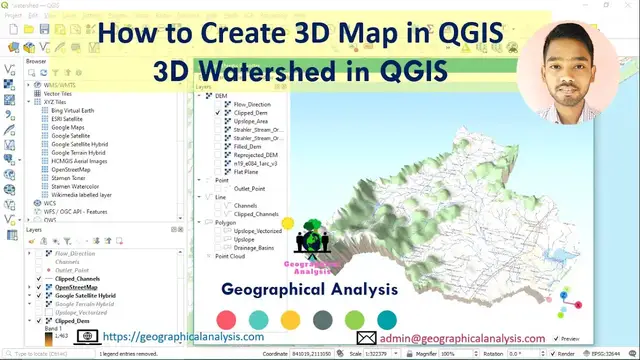 'Video thumbnail for How to Create QGIS 3D Map | 3D Watershed in QGIS | 3D Model Using QGIS | qgis2threejs'