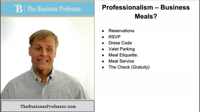 'Video thumbnail for Professionalism - Business Meals'