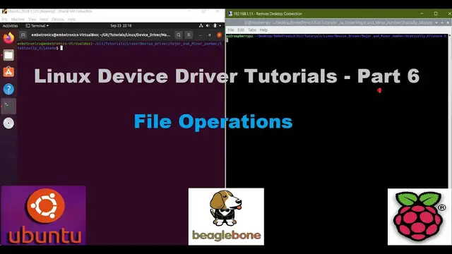 'Video thumbnail for Linux Device Drivers Part 6 - File Operations in Ubuntu, Raspberry Pi, and BeagleBone'