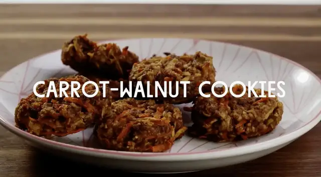 'Video thumbnail for Carrot-Walnut Power Cookies'
