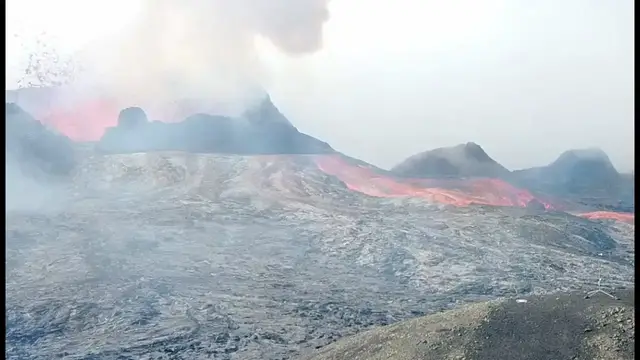 'Video thumbnail for Lava formations and eruptions - Fagradalsfjall volcano drone footage.'