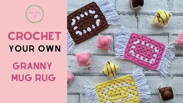 'Video thumbnail for How to make a Granny Rectangle Crochet Coaster Pattern'