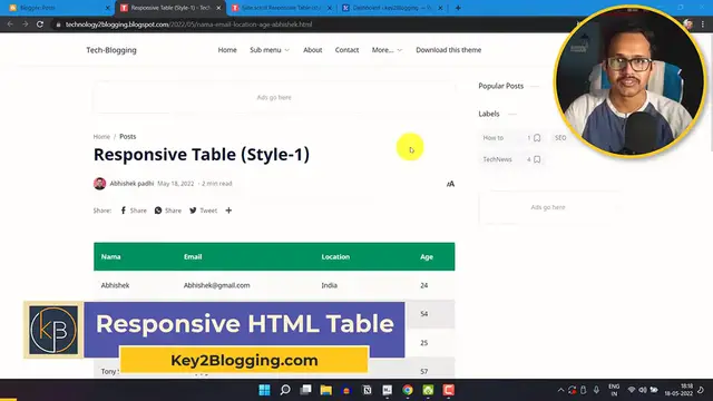 'Video thumbnail for How to Add Responsive HTML Table In Blogger & WordPress ( 2 Ways )'