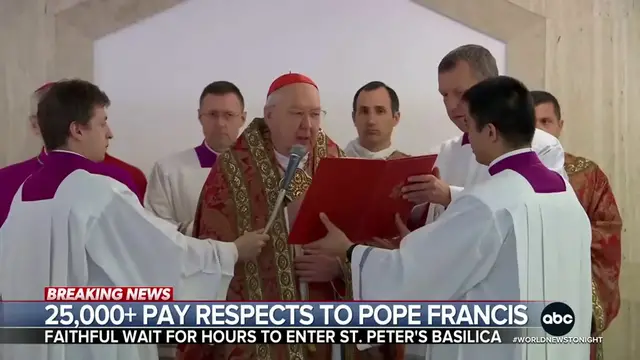 'Video thumbnail for April 23, 2025: Pope Francis Lies in State at St. Peter’s Basilica Ahead of Funeral, NJ Wildfire Triples, US–China Talks Restart'