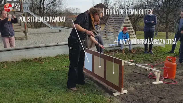 'Video thumbnail for Test comparativ rezistență la foc izolații: polistiren, vată bazaltică, fibră de lemn Gutex'