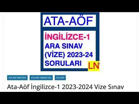 'Video thumbnail for Ata Aöf İngilizce-1 2023-2024 Vize Soruları'