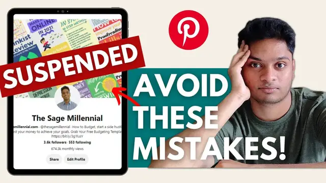 'Video thumbnail for 8 Mistakes To Avoid Getting Your Pinterest Account Suspended: Here’s What I Did!'